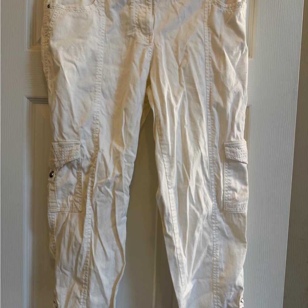 White House Black Market Cream Cargo Boyfriend Jeans - Light Cream